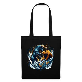Finance Taureau Bear Fight Wall Street cadeau - Sac en tissu - noir - Devant