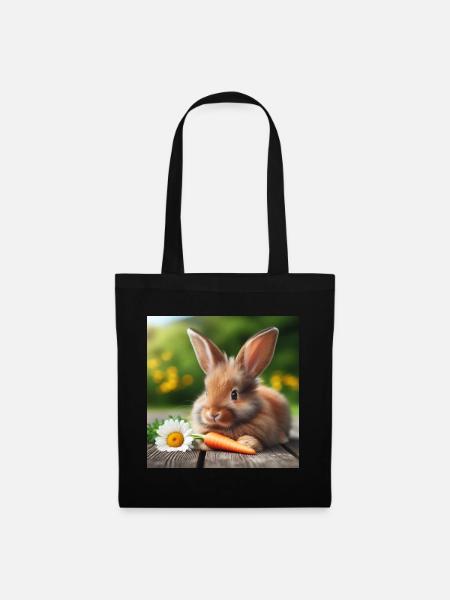Entzückender Hase - Stoffbeutel - Schwarz