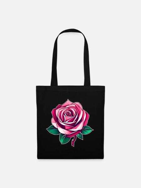 Rosa Rose III - Stoffbeutel - Schwarz