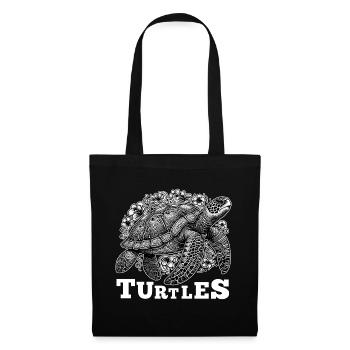 Turtle Turtles Floral Graphic Gift - Tote Bag - black - Front
