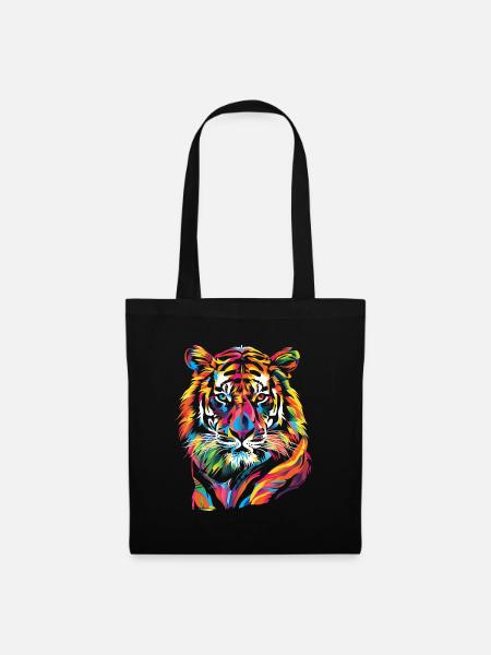 Colorful Tiger Illustration - Tote Bag - black