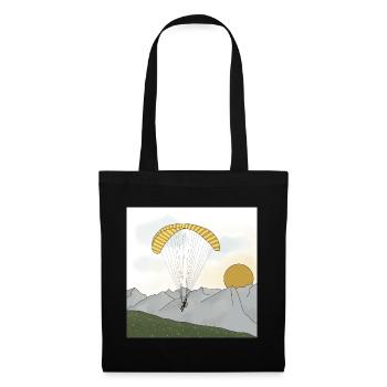 Parapente naviguant dans les montagnes coucher de soleil - Sac en tissu - noir - Devant