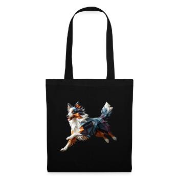 Australian Shepherd Origami Geometric 3D Dog - Tote Bag - black - Front