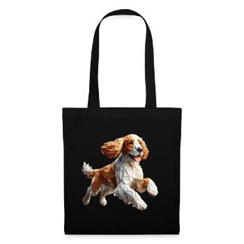 Cocker Spaniel Dog Running Origami 3D Geometric - Tote Bag - black - Front