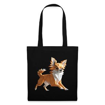 Cute Chihuahua Dog Origami Geometric 3D - Tote Bag - black - Front