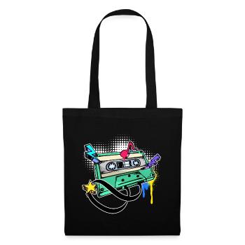 Funky Graffiti Street Art Drawing Illustration - Tote Bag - black - Front