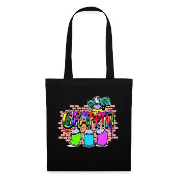 Street Art, Wildstyle Art, Graffiti pulvérisateur - Sac en tissu - noir - Devant