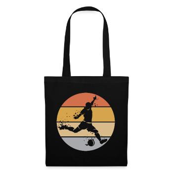 retro Fußball Spieler Torschuss Ball Explosion - Stoffbeutel - Schwarz - Vorne
