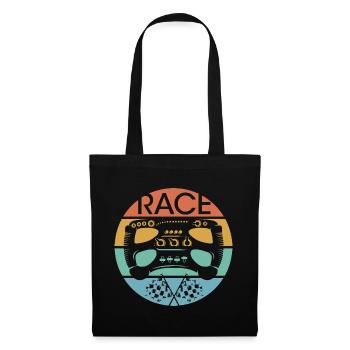 retro car racing steering wheel racing vintage race - Tote Bag - black - Front