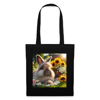 Lapin angora gris - Sac en tissu - noir - Devant
