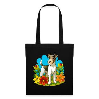 A little Fox terrier dog in the garden - Tote Bag - black - Front