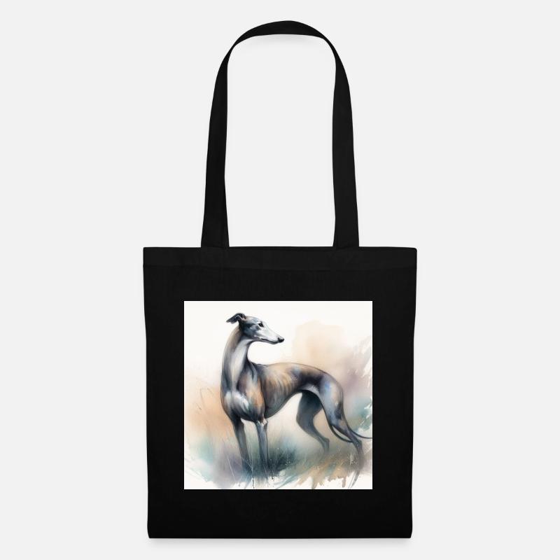 Aquarell Greyhound - Stoffbeutel - Schwarz