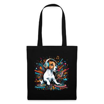 Jack Russell Terrier DJ musique cadeau - Sac en tissu - noir - Devant