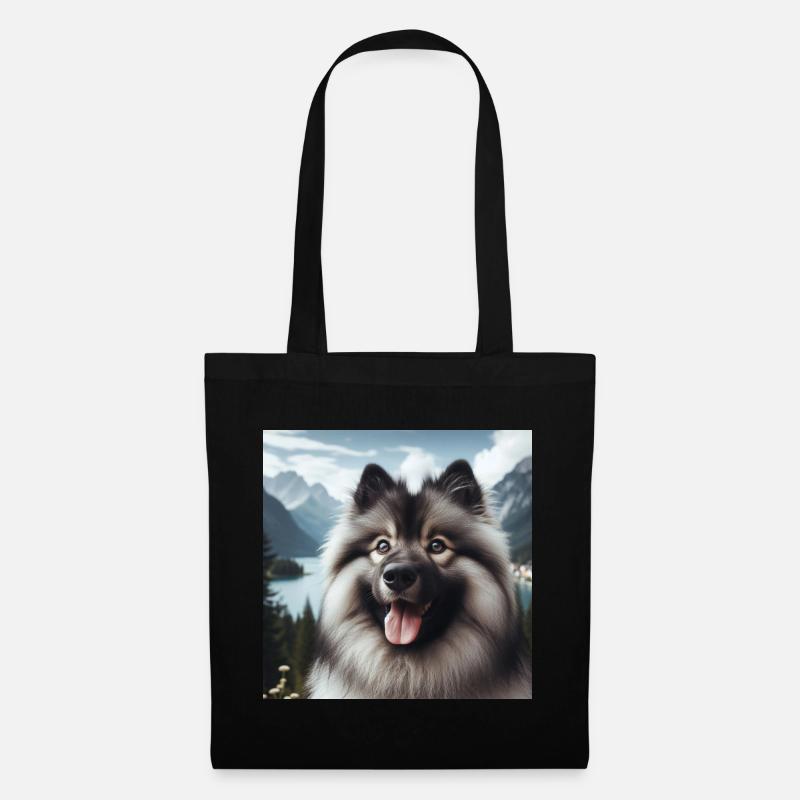 Fröhlicher Wolfspitz - Stoffbeutel - Schwarz