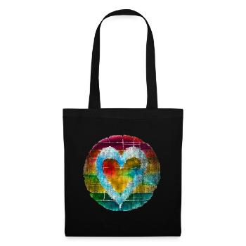 Coeur coloré Coeur coloré Amour - Sac en tissu - noir - Devant