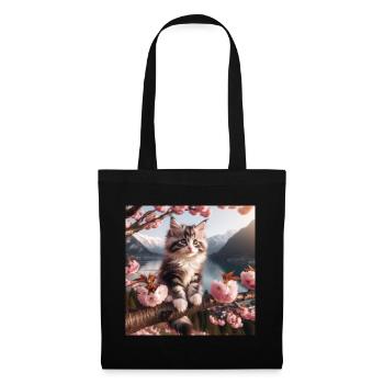 Chiot Maine Coon Chat - Sac en tissu - noir - Devant
