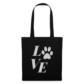 LOVE DOG PAWS WHITE GRUNGE - Stoffbeutel - Schwarz - Vorne