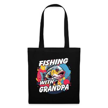 Pêche avec grand-père avec un design de poisson coloré - Sac en tissu - noir - Devant