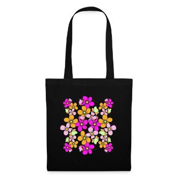 Fleur vigne papillons motif floral fleur colorée - Sac en tissu - noir - Devant