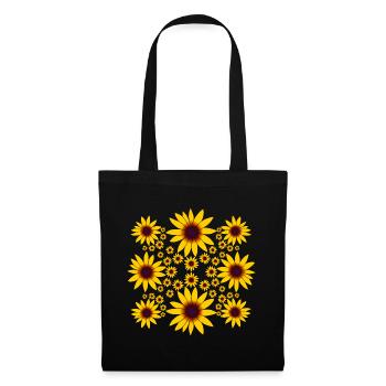 fleur d’échinacée jaune motif floral floral - Sac en tissu - noir - Devant