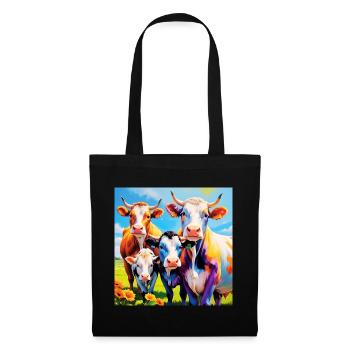 Vivid Colourful Cow Herd Design - Tote Bag - black - Front