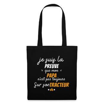 Preuve que mon papa tracteur papa agriculteur - Sac en tissu - noir - Devant