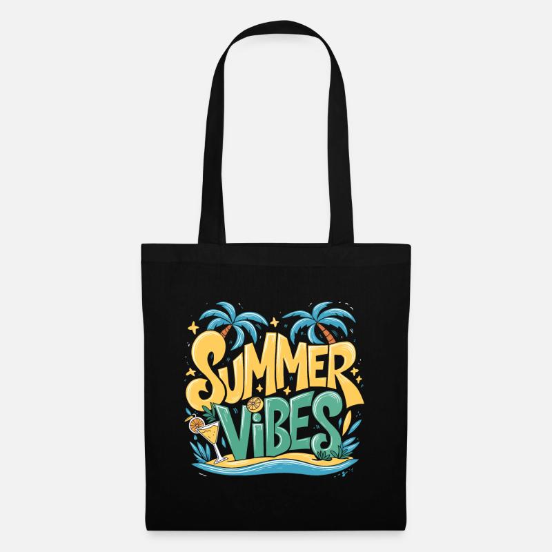 Summer Vibes Sonne Urlaub Palmen - Stoffbeutel - Schwarz