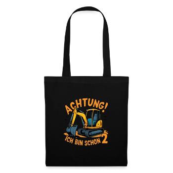 Achtung! Ich bin schon 2 - Stoffbeutel - Schwarz - Vorne