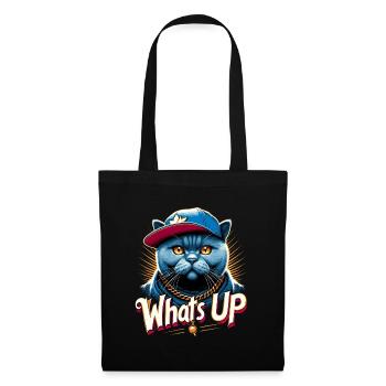BKH Britisch Kurzhaar Blue Katze Gangsta Geschenk - Stoffbeutel - Schwarz - Vorne