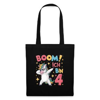 Boom! Ich bin 4 - Einhorn - Stoffbeutel - Schwarz - Vorne