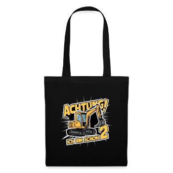 Ich bin schon 2 - Bagger - Stoffbeutel - Schwarz - Vorne