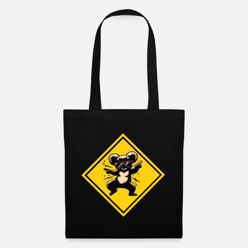Dancing koala - sunglasses on traffic sign - Tote Bag - black