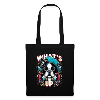 Boston Terrier Gangster Que se passe-t-il cadeau pour chien - Sac en tissu - noir - Devant