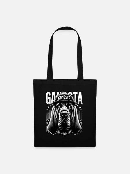 Bloodhound Gangsta Gangster Hund Geschenk - Stoffbeutel - Schwarz