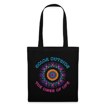 Color Outside - Mandala Yoga Om Creativity - Stoffbeutel - Schwarz - Vorne