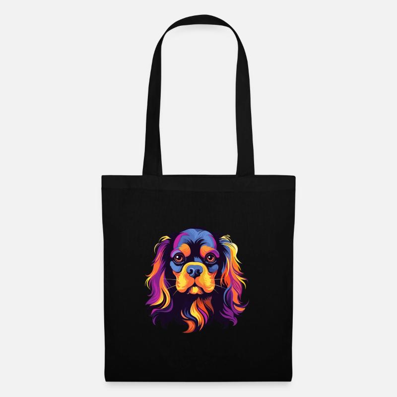 Cavalier King Charles Spaniel Hunderasse Aquarell - Stoffbeutel - Schwarz