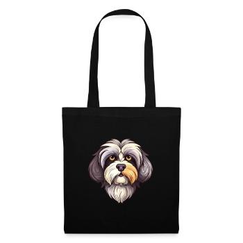 Havaneser Hund Rasse Aquarell Karikatur Kawaii Farbe - Stoffbeutel - Schwarz - Vorne