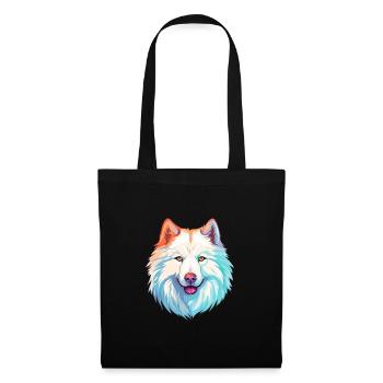 Samoyède chien race aquarelle dessin animé Kawaii Colorf - Sac en tissu - noir - Devant