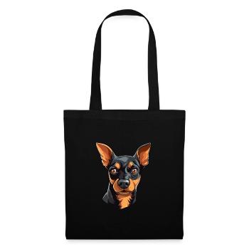 Miniature Pinscher Dog Breed Watercolor Cartoon Ka - Tote Bag - black - Front