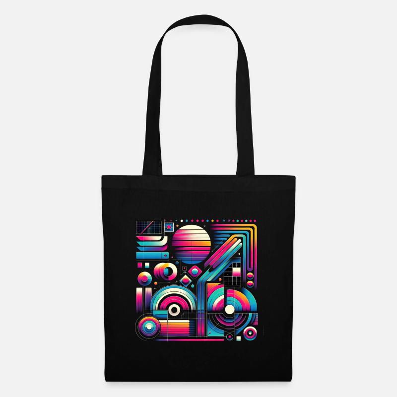 Neon Retro Wave Abstract - Tote Bag - black
