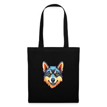 Alaska Klee Kai chien race aquarelle dessin animé Kawa - Sac en tissu - noir - Devant