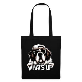 Bernhardiner Hund Was geht ab Geschenk - Stoffbeutel - Schwarz - Vorne