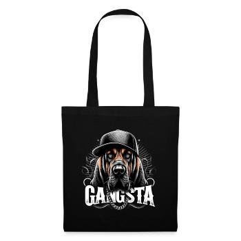 Bloodhound Gangsta Gangster Hund Geschenk - Stoffbeutel - Schwarz - Vorne