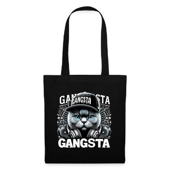 BKH Britisch Kurzhaar Blue Katze Gangsta Gangster - Stoffbeutel - Schwarz - Vorne