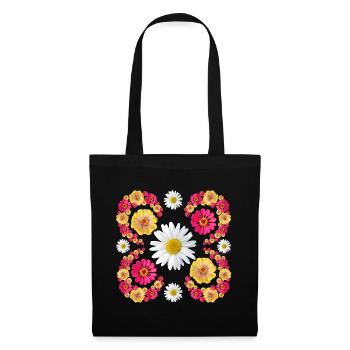 Zinnias daisy floral design zinnia blossom floral - Tote Bag - black - Front