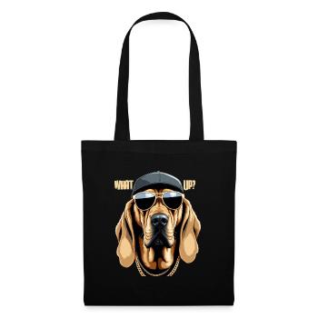 Bloodhound Was geht Gangsta Hund Geschenk - Stoffbeutel - Schwarz - Vorne