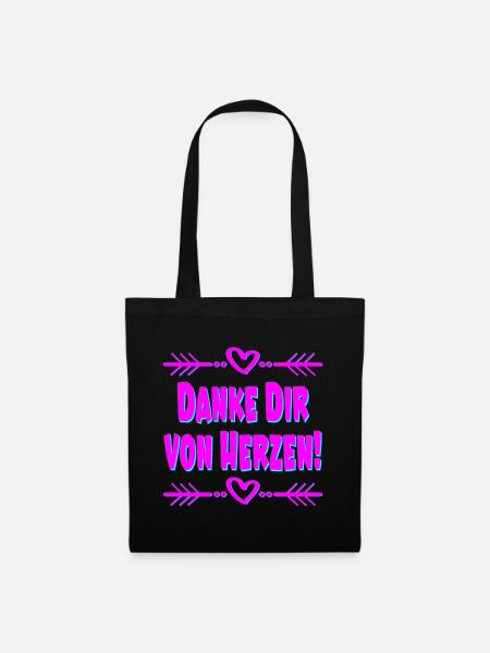 DANKE DIR VON HERZEN - Stoffbeutel - Schwarz