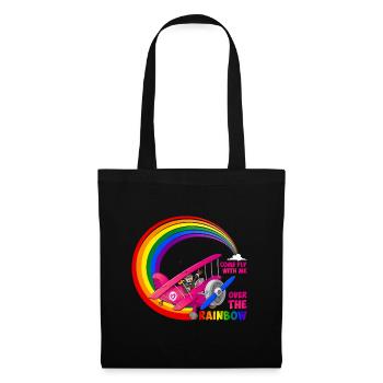 Flieg mit mir über den Regenbogen - LGBT - Stoffbeutel - Schwarz - Vorne