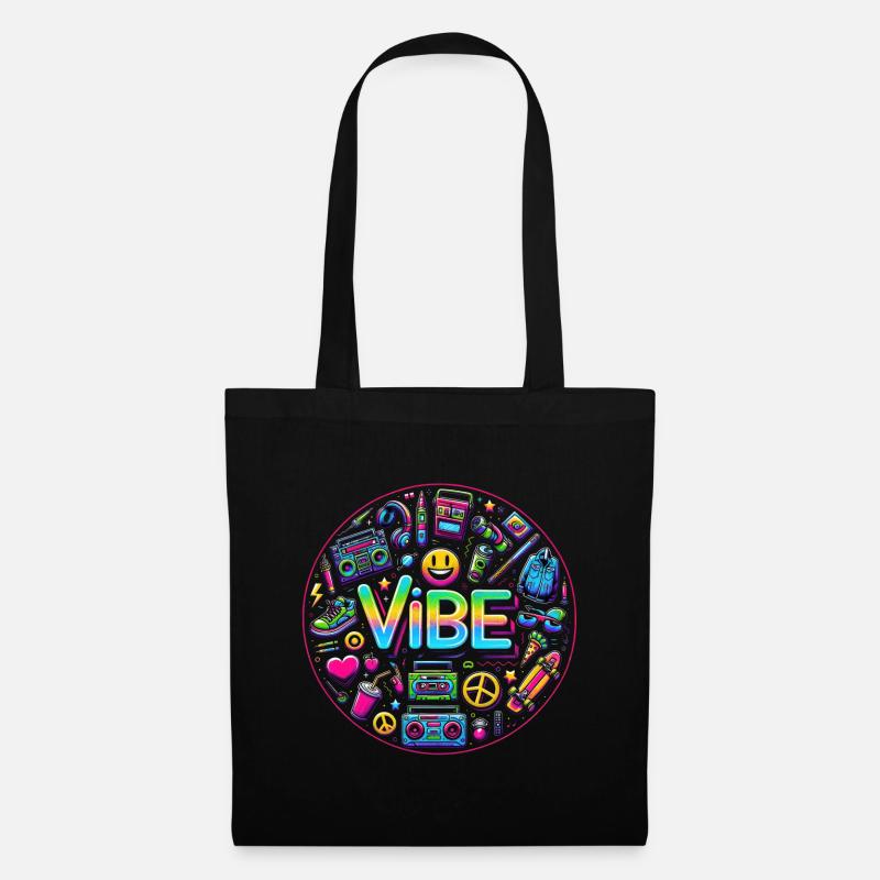 Retro Vibe: Neon Buzz - Tote Bag - black