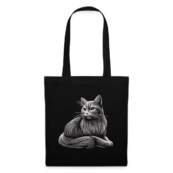 White Cat Patterns Light Strokes - Tote Bag - black - Front